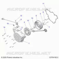 ENGINE, STATOR AND FLYWHEEL