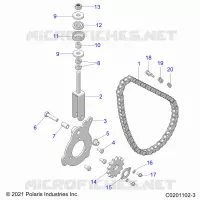 DRIVE TRAIN, CHAIN TENSIONER AND SPROCKET