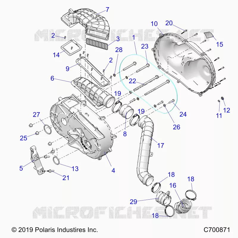 DRIVE TRAIN, CLUTCH COVER AND DUCTING