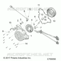 ENGINE, STATOR AND FLYWHEEL