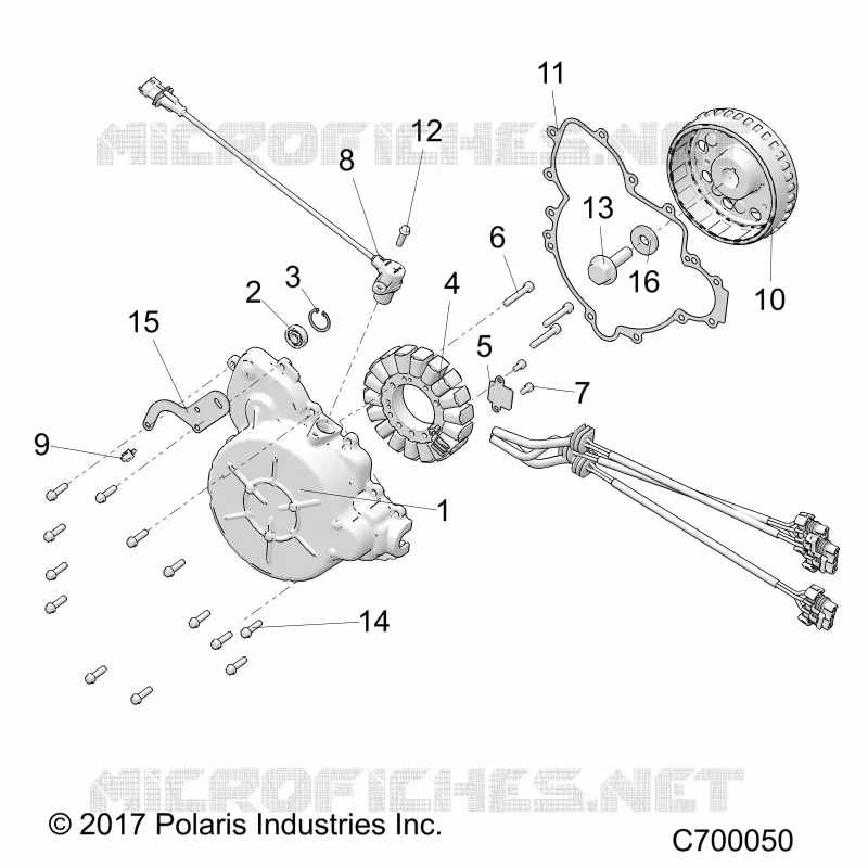 ENGINE, STATOR AND FLYWHEEL