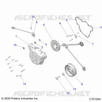 ENGINE, STATOR AND FLYWHEEL