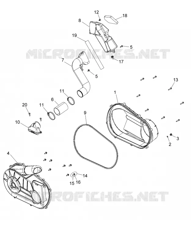 DRIVE TRAIN, CLUTCH COVER AND DUCTING