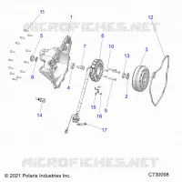 ENGINE, STATOR COVER AND FLYWHEEL