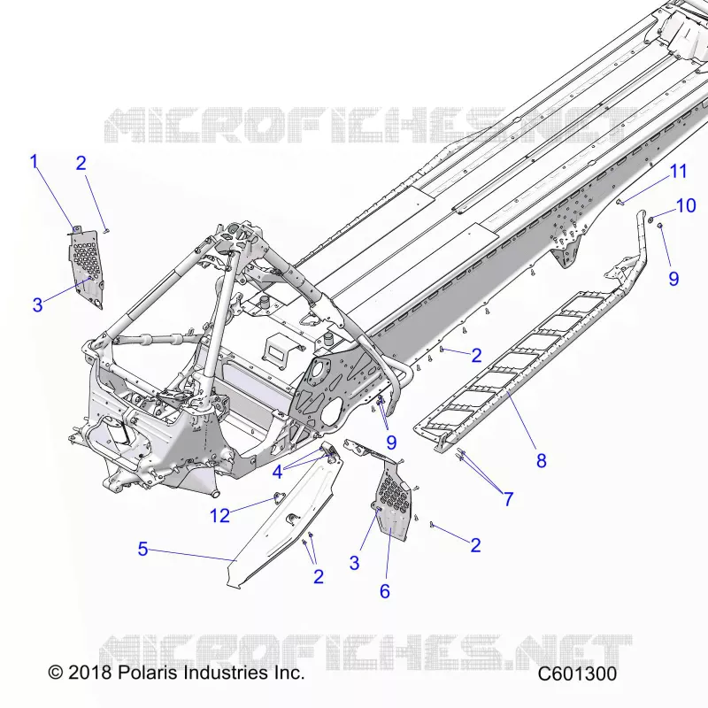 CHASSIS, CLUTCH GUARD, FOOTRESTS, AND RUNNING BOARDS