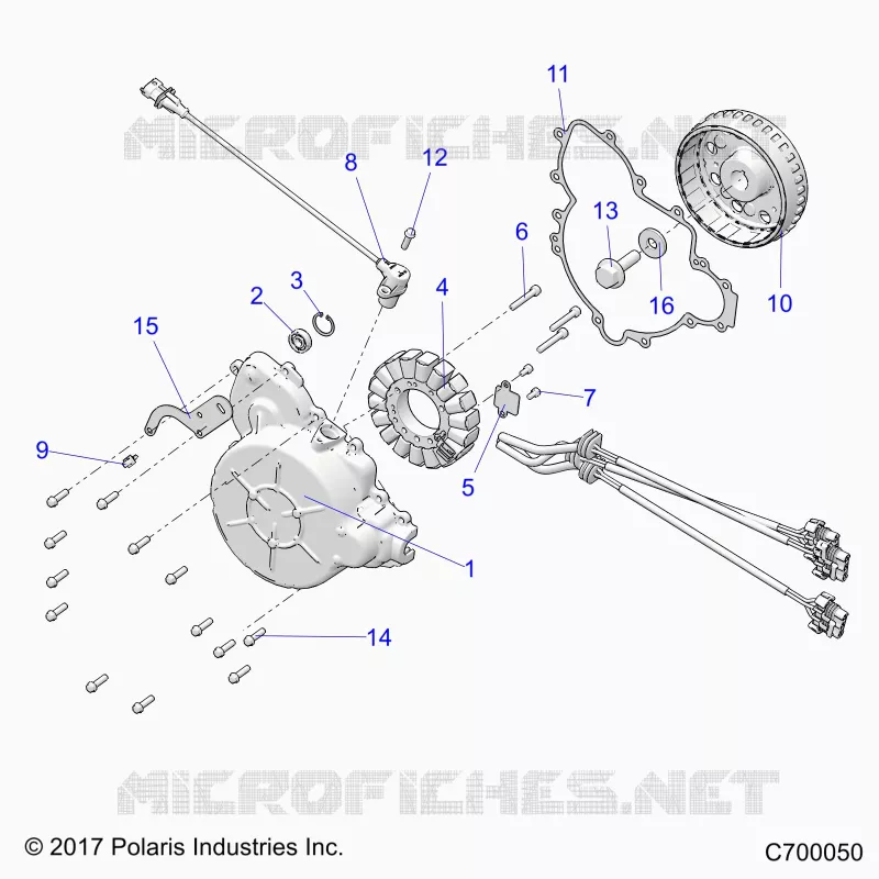 ENGINE, STATOR AND FLYWHEEL