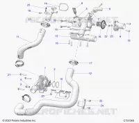 ENGINE, COOLANT PUMP AND THERMOSTAT