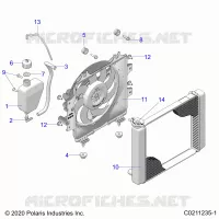 ENGINE, COOLING SYSTEM, RADIATOR, FAN & OVERFLOW BOTTLE