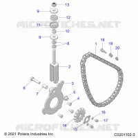 DRIVE TRAIN, CHAIN TENSIONER AND SPROCKET