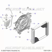 ENGINE, COOLING SYSTEM, RADIATOR, FAN & OVERFLOW BOTTLE