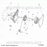 ENGINE, STATOR COVER AND FLYWHEEL