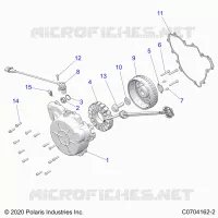 ENGINE, STATOR AND FLYWHEEL