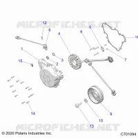 ENGINE, STATOR AND FLYWHEEL