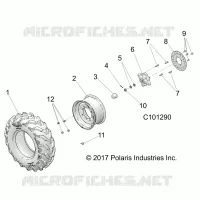 WHEELS, FRONT TIRE AND BRAKE DISC