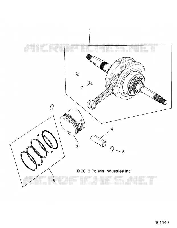 ENGINE, CRANKSHAFT, CONNECTING ROD AND PISTON