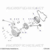 ENGINE, STATOR AND FLYWHEEL
