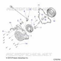 ENGINE, STATOR AND FLYWHEEL
