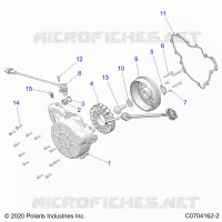ENGINE, STATOR AND FLYWHEEL