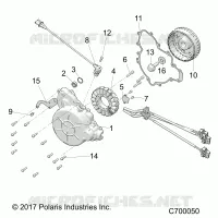 ENGINE, STATOR AND FLYWHEEL
