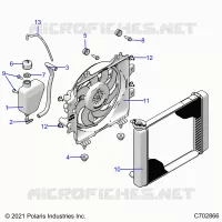 ENGINE, COOLING SYSTEM, RADIATOR, FAN & OVERFLOW BOTTLE