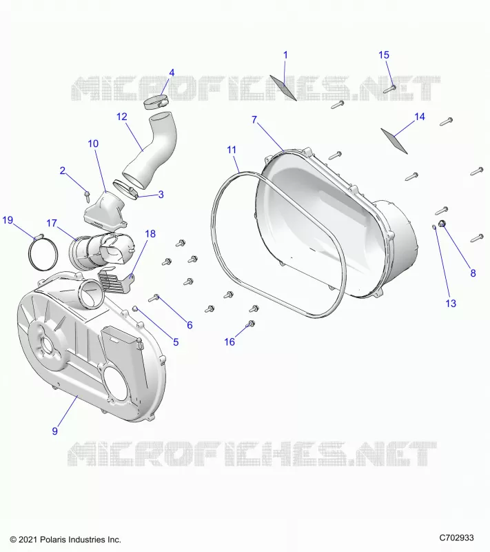 DRIVE TRAIN, CLUTCH COVER AND DUCTING