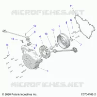 ENGINE, STATOR AND FLYWHEEL