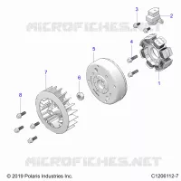 ENGINE, STATOR AND FLYWHEEL