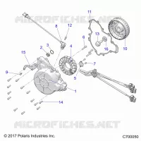 ENGINE, STATOR AND FLYWHEEL