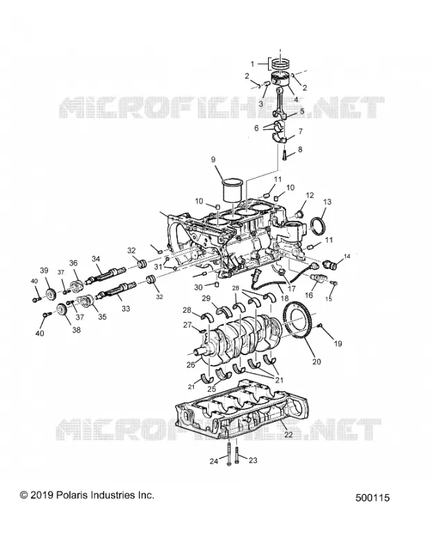 CYLINDER BLOCK AND RELATED PARTS