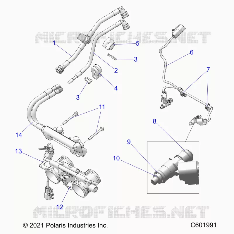 FUEL SYSTEM, RAIL, LINES AND THROTTLE BODY