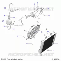 ENGINE, COOLING SYSTEM, RADIATOR, FAN & OVERFLOW BOTTLE