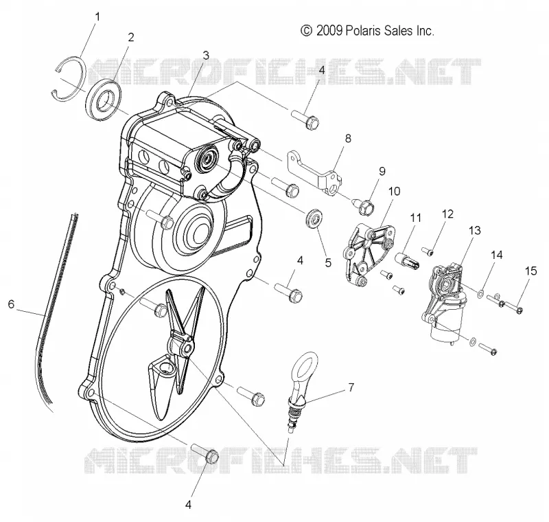 DRIVE TRAIN, GEARCASE COVER ASM. AND DIPSTICK
