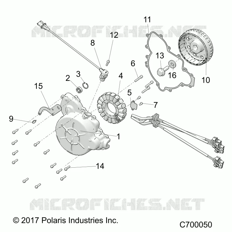 ENGINE, STATOR AND FLYWHEEL