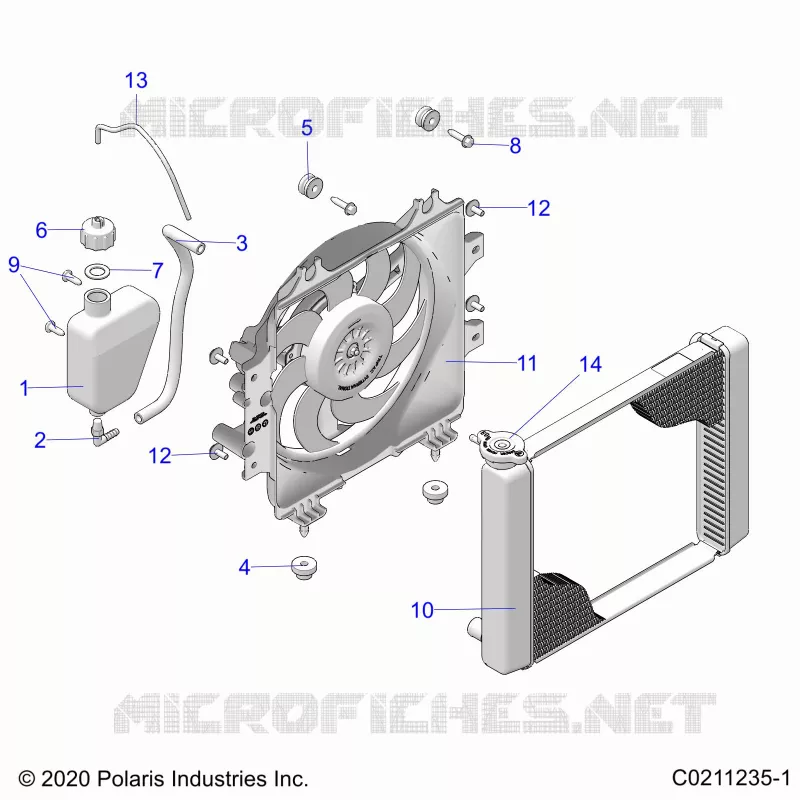 ENGINE, COOLING SYSTEM, RADIATOR, FAN & OVERFLOW BOTTLE