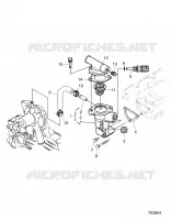 ENGINE, WATER FLANGE AND THERMOSTAT