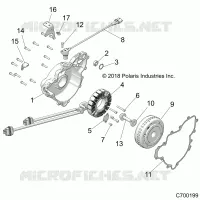 ENGINE, STATOR AND FLYWHEEL