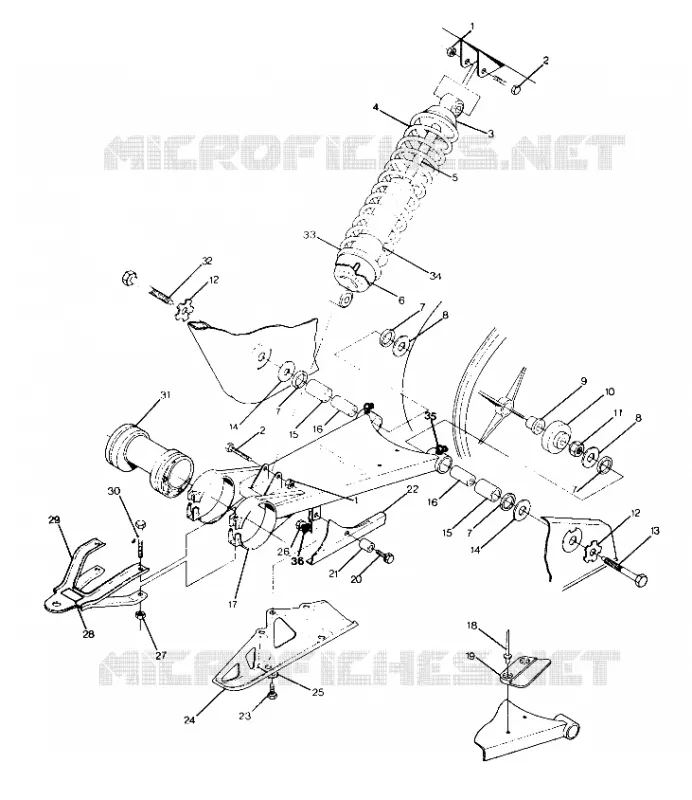 SWING ARM WELDMENT/REAR SHOCK ASM. TRAIL BOSS