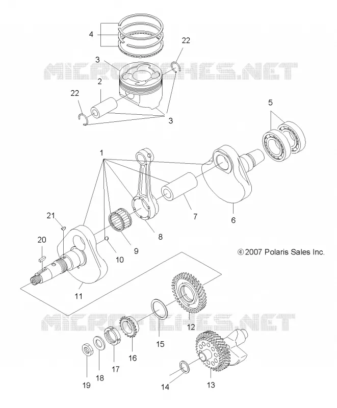 ENGINE, CRANKSHAFT AND PISTON