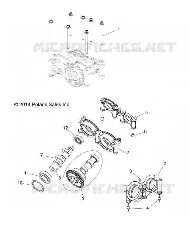 ENGINE, CAMS AND BEARING HOUSING