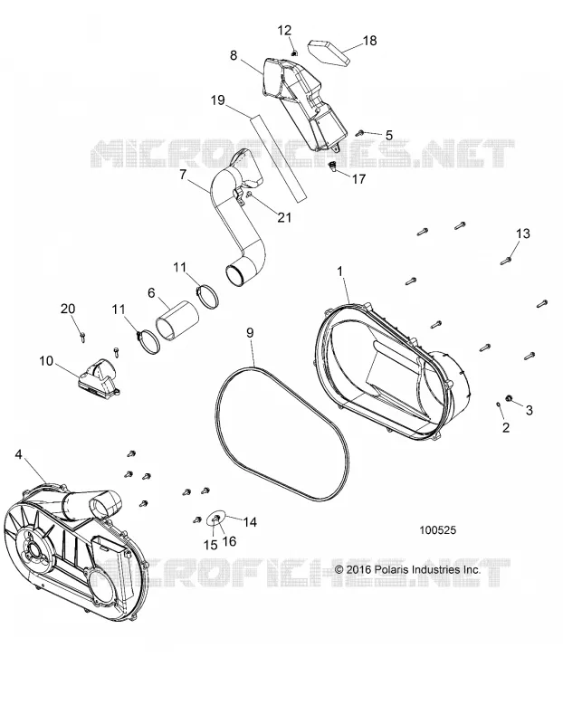 DRIVE TRAIN, CLUTCH COVER AND DUCTING