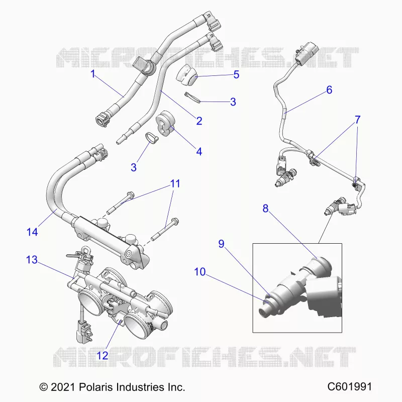 FUEL SYSTEM, RAIL, LINES AND THROTTLE BODY