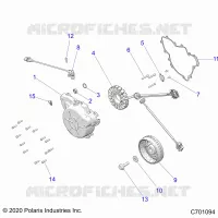 ENGINE, STATOR AND FLYWHEEL