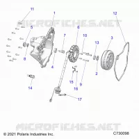 ENGINE, STATOR COVER AND FLYWHEEL