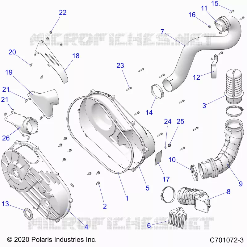 DRIVE TRAIN, CLUTCH COVER AND DUCTING