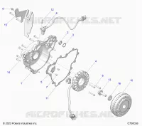 ENGINE, STATOR AND FLYWHEEL