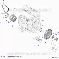 ENGINE, ALTERNATOR, FLYWHEEL, AND STARTER