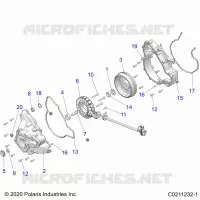 ENGINE, STATOR COVER AND FLYWHEEL