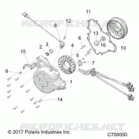 ENGINE, STATOR AND FLYWHEEL