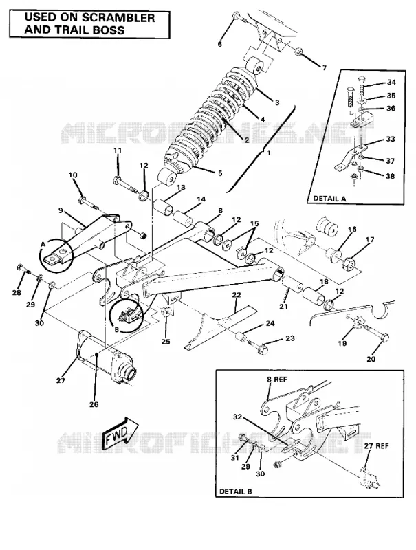 SWING ARM WELDMENT AND REAR SHOCK ASSEMBLY (4910981098032A)