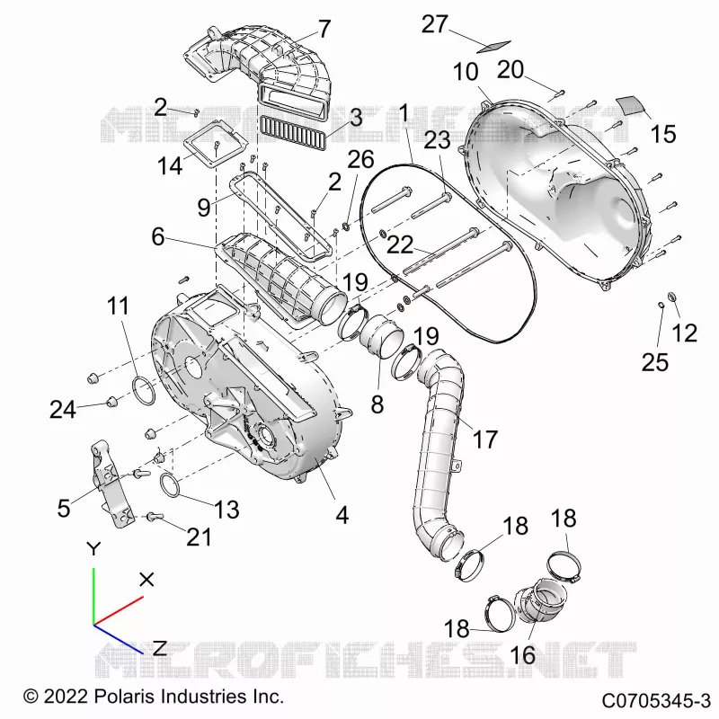 DRIVE TRAIN, CLUTCH COVER AND DUCTING